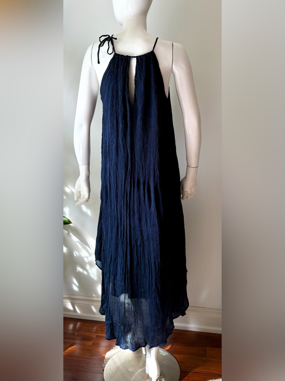 Calypso St. Barth Navy Crinkle Halter Maxi Dress - Picture 5 of 10